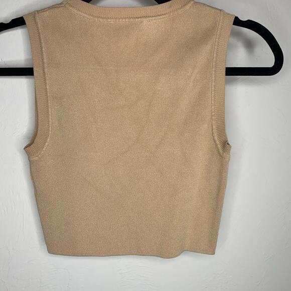 Zara Tan Sweater Vest Crop Top Shell Sz Small - Picture 8 of 8